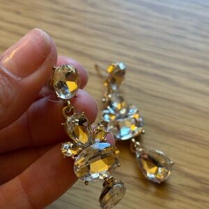 Crystal Drop Dangle Earrings - Clear Gold-Tone